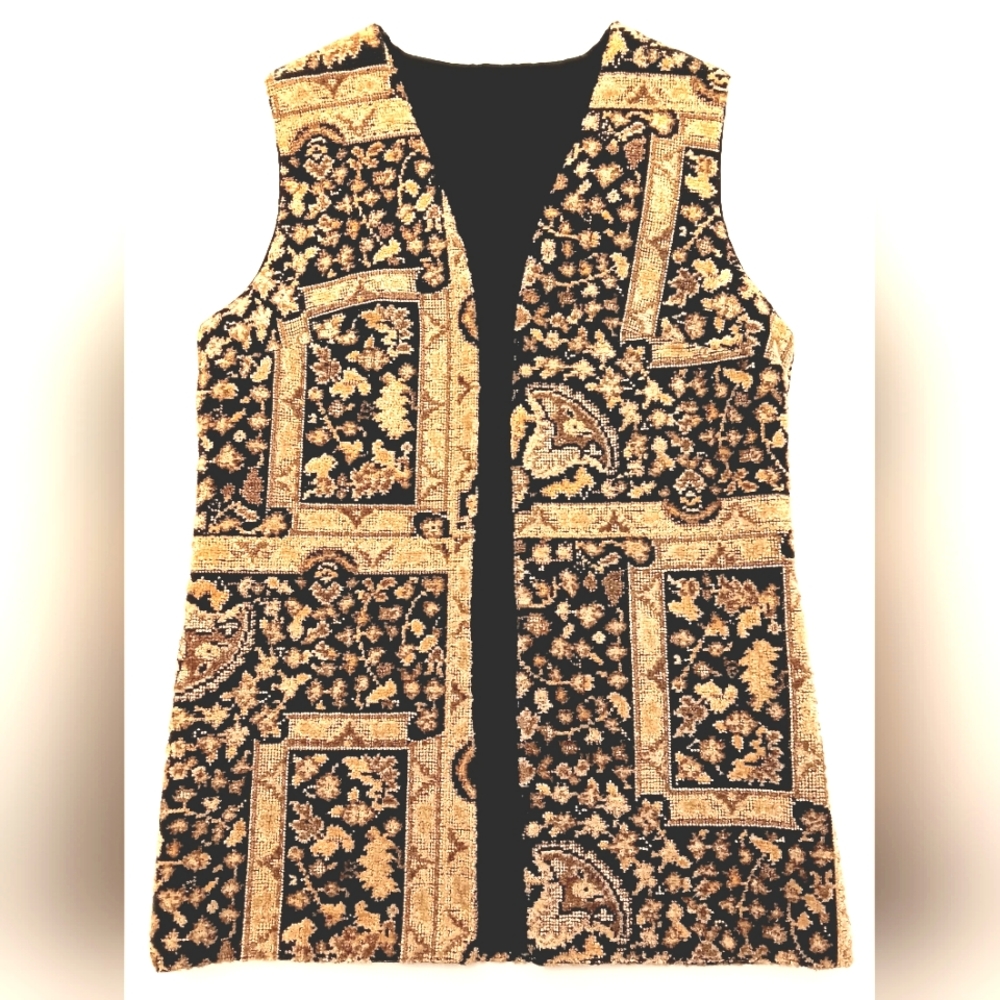 Vintage handmade, tapestry carpet vest. Medium